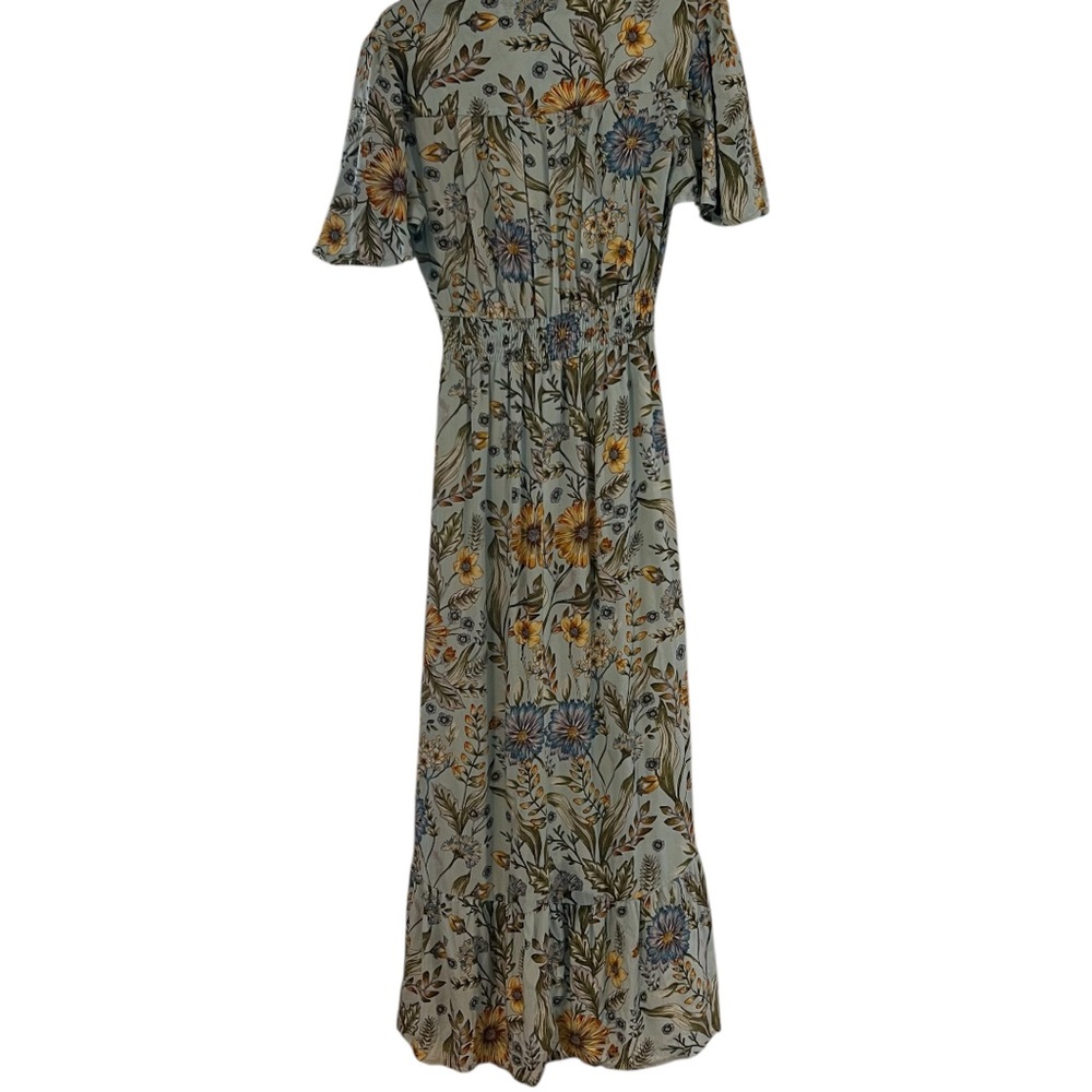 Anthropologie Abel the Label Osaka Blue Floral Midi Dress Size S, High-Low - Picture 2 of 8
